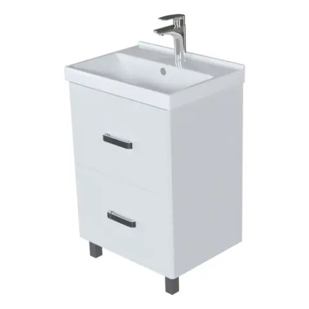Тумба с раковиной СТИВ-60 напольная 2-ящика белая