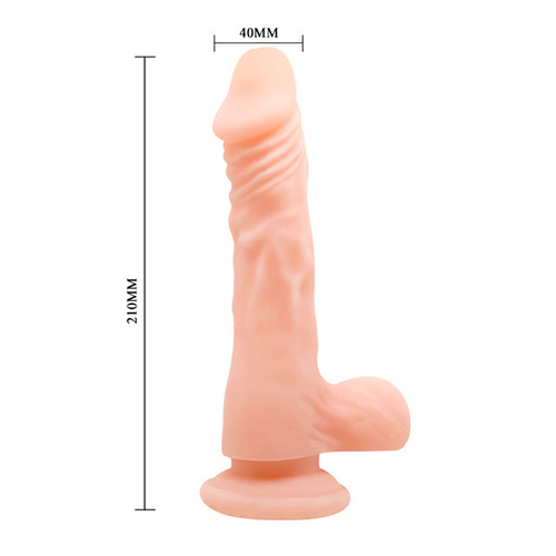 Телесный фаллоимитатор 21,6см с мошонкой на присоске Baile New Look BW-008071NG