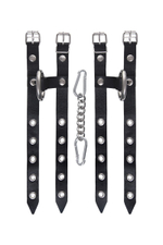 Черные однослойные кожаные наручники из двух ремешков