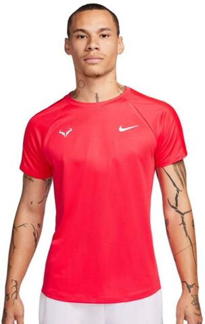 Мужская теннисная футболка Nike Rafa Challenger Dri-Fit Tennis Top - siren red/white