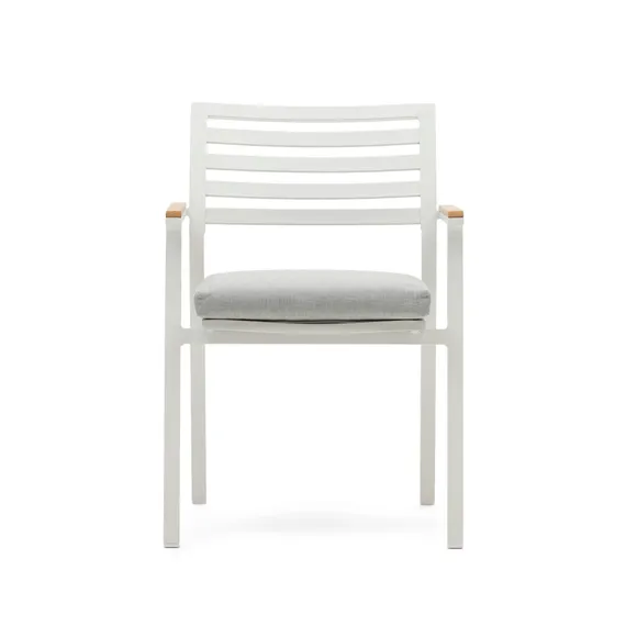 Bona Уличный стул из алюминия в белой отделке и массива тикового дерева