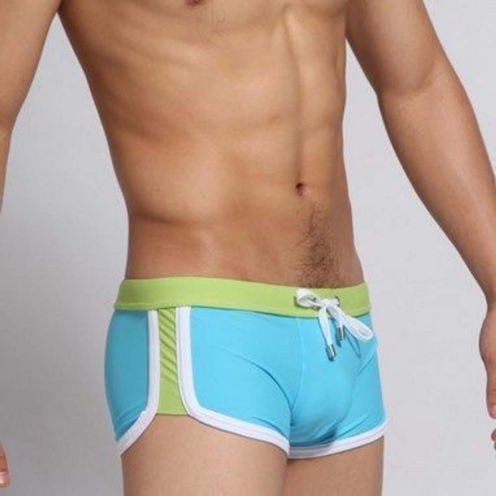Мужские плавки бирюзовые с салатовым поясом  SEOBEAN Swimsuit Azure