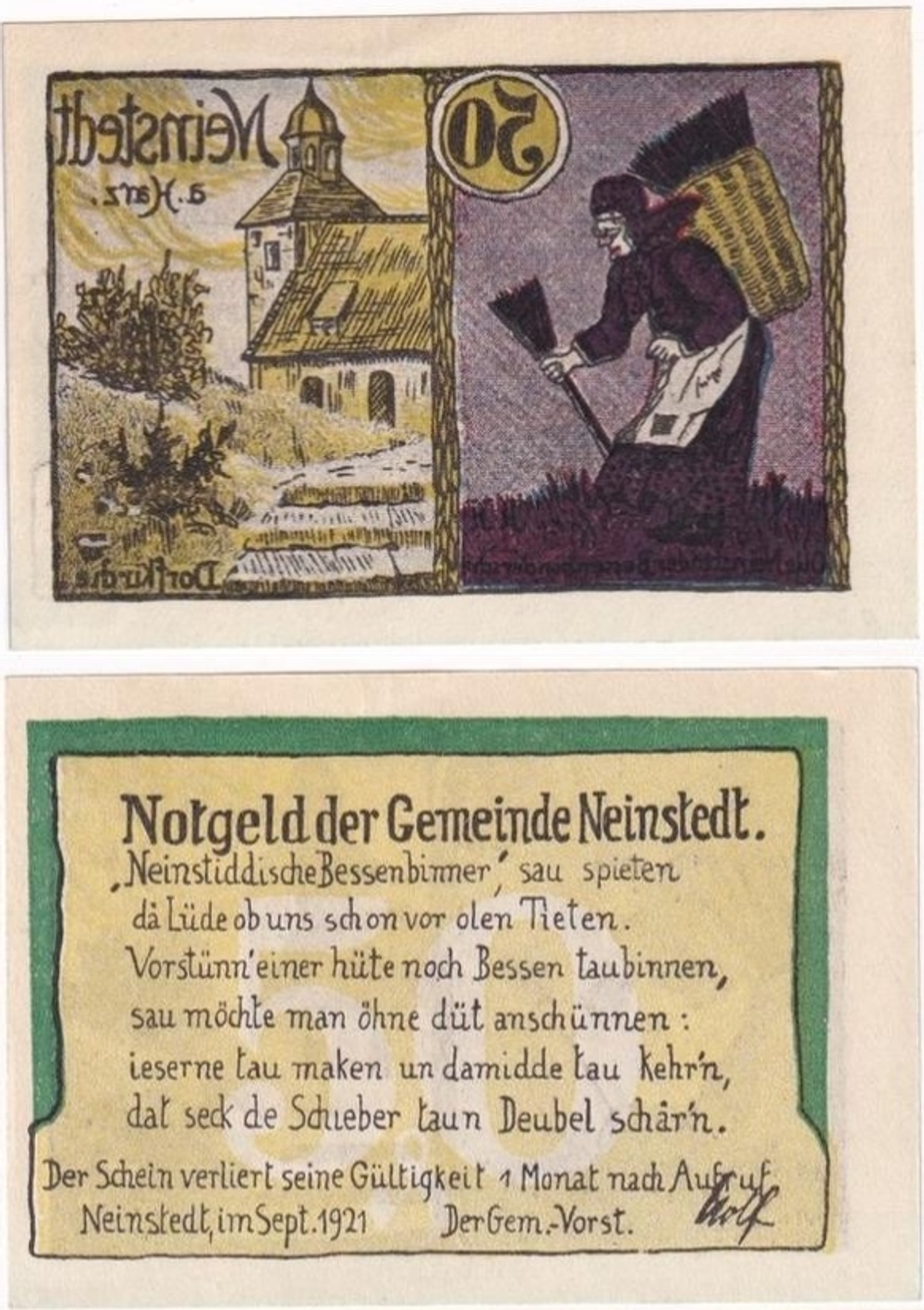 Австрия 50 геллеров 1920 Найнштедт-ам-Гарц aUNC