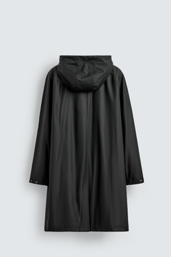 ZARA ПРОРЕЗИНЕННАЯ ПАРКА С КАПЮШОНОМ, ЧЕРНЫЙ