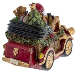 GAEM Фигурка декоративная "Дед Мороз на машине" с подсвет (2xAA н/п), L25 W12 H16 см