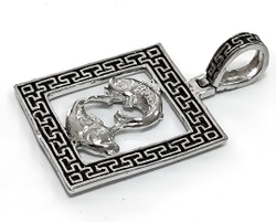 Подвеска Эстерелла "Рыбы", серебро 925, родированная, с чернением, средний вес 3,12 г