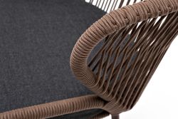"Милан" стул плетеный из роупа, каркас из стали коричневый (RAL8016), роуп коричневый круглый, ткань темно-серая 027