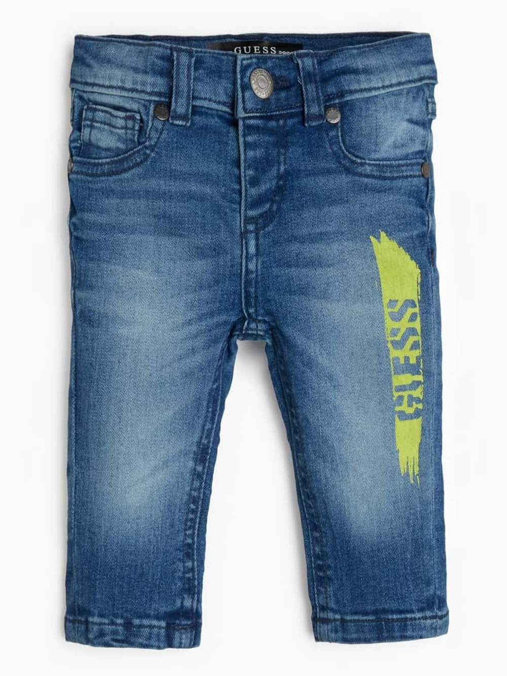 Брюки джинсовые GUESS Голубой/Потертости/Зеленая полоса GUESS Мальчик