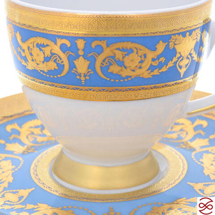 Набор кофейных пар Falkenporzellan Imperial Blue Gold 110мл(6 пар)