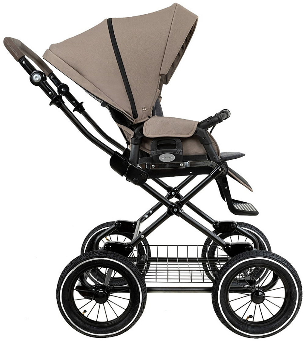 Детская коляска Roan Bass Next Classic d12 2.0 3 в 1 с автокреслом Tutis Elo Black BNC/80/2 Hazel/Black/руч.Black
