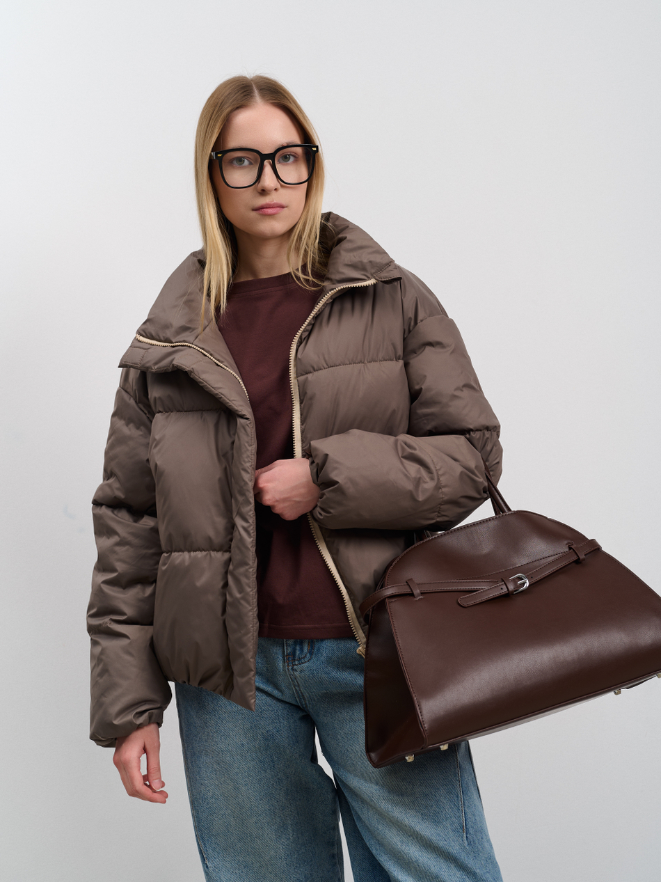 Пуховик женский демисезонный кофе