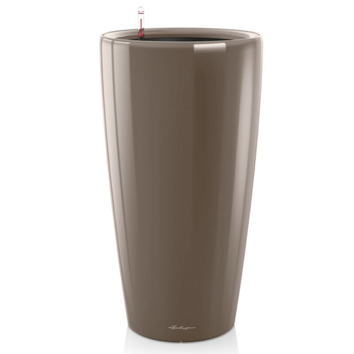 Кашпо Lechuza "Rondo Complete taupe high gloss" (пластик), D32xH56 см