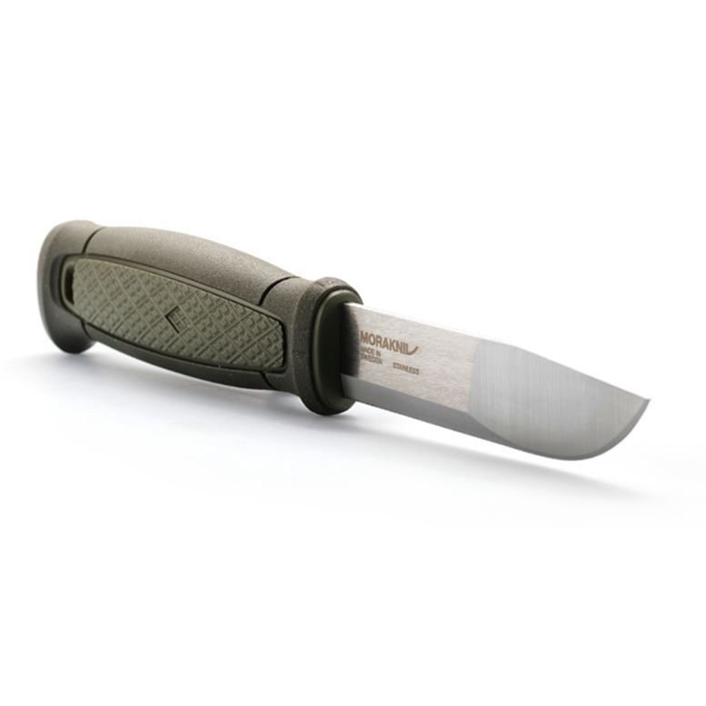 Нож Morakniv Kansbol, нержавеющая сталь, прорезиненная ручка, цвет зеленый, ножны c огнивом