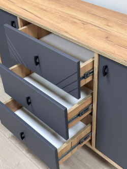 Комод 3 ящика 2 створки «Байкал» Графит