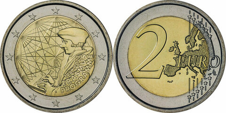 Италия 2 евро, 2022 35 лет программе Эразмус UNC