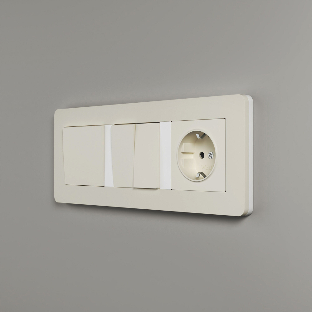 Рамка из поликарбоната на 3 поста Split айвори/белый, soft-touch W0033066