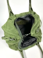 Женская зеленая сумка из натуральной замши