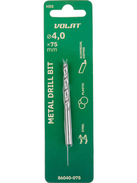 Сверло по металлу ц/х 4.0х43х75 мм HSS ВОЛАТ
