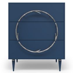 Комод Арт Колор matte Классик Сильвер с 3 ящиками Королевский синий матовый