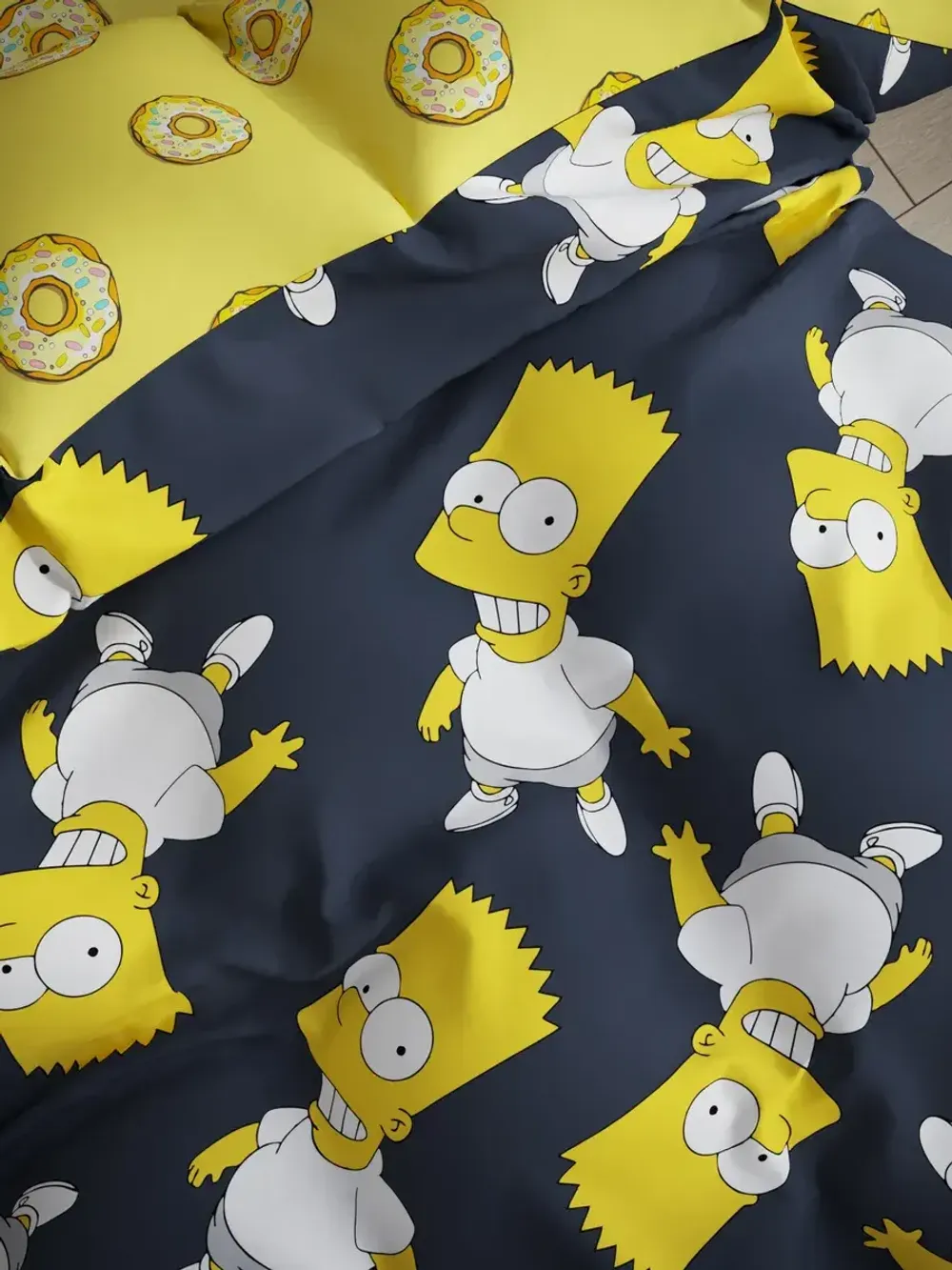 Пододеяльник перкаль Сказка "Симпсоны/Пончики" 1,5-спальный на молнии 145x215 см