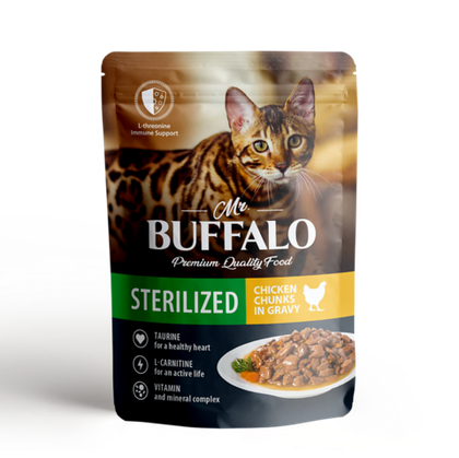 MR.BUFFALO Sterilized Chicken Влажный корм для стерилизованных кошек с цыпленком в соусе, 85 г