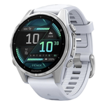 Умные часы Garmin Fenix 8 Amoled 43mm, Glass Lens, Silver DLC Titanium + Whitestone Silicone Band