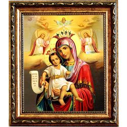Милующая Икона Божьей Матери "Достойно есть" на холсте.
