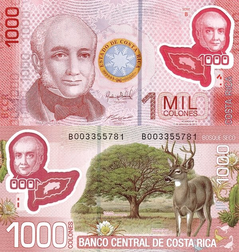 Коста-Рика 1000 колон 2009-2013 Пальмы UNC