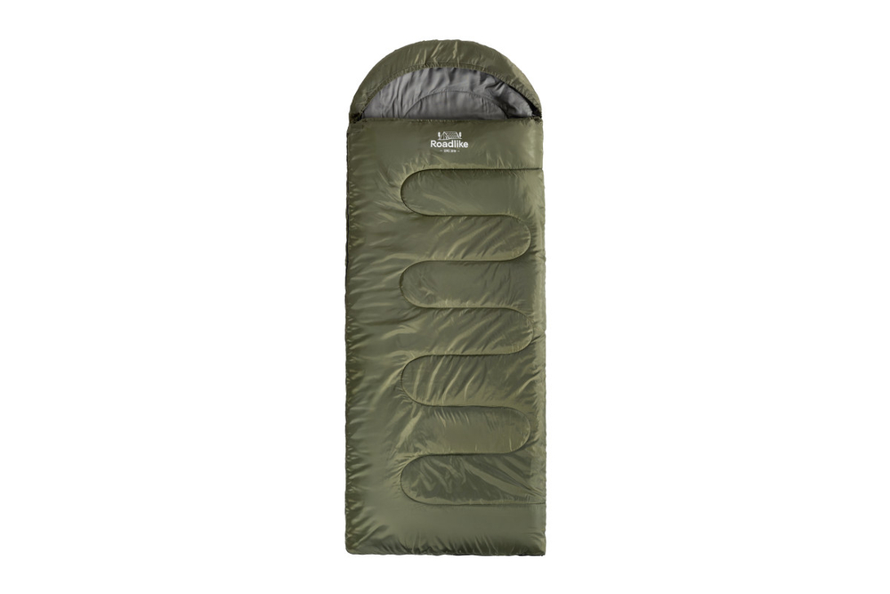Спальный мешок RoadLike ELBRUS 220*90 см, с компрессионным мешком, зеленый