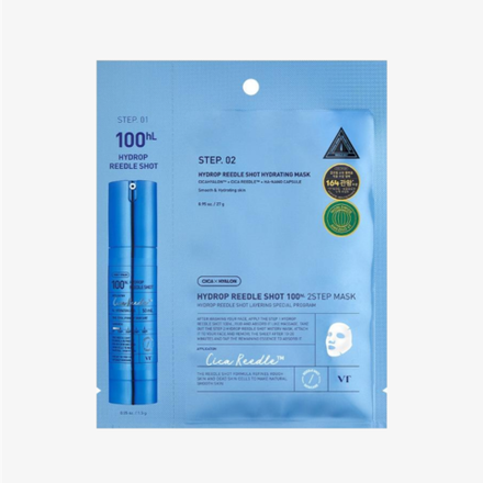 VT COSMETICS Маска двухступенчатая для увлажнения (бустер + тканевая маска) Hydrop Reedle Shot 100hL 2 Step Mask