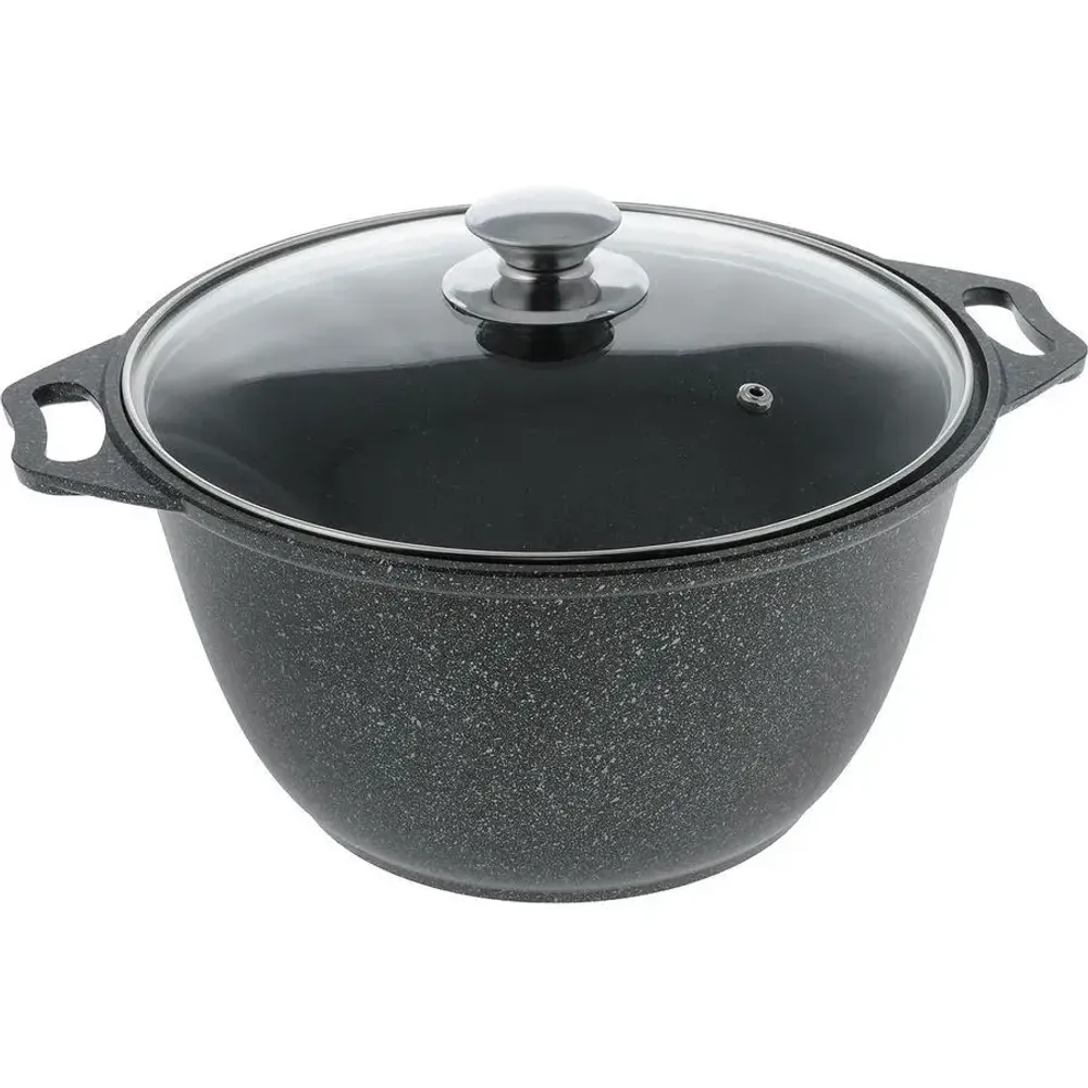 Кастрюля а/пр литая 4,0л стекл/кр Темный мрамор ТМ KUKMARA