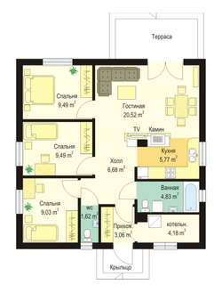 Проект Для троих 90 кв м