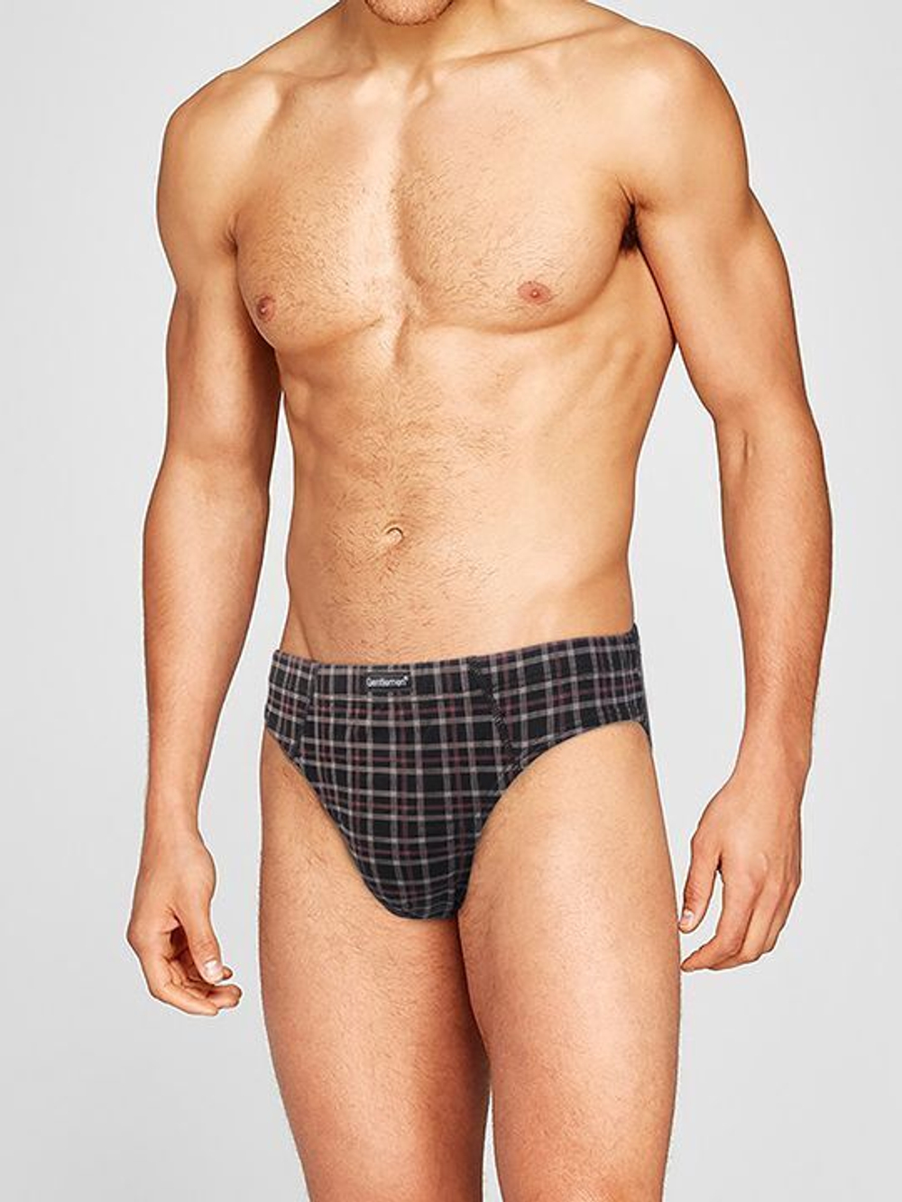 Набор из 2 трусов-слипов в клетку - черных и синих (Размер: L) (Цвет: черный с синим)