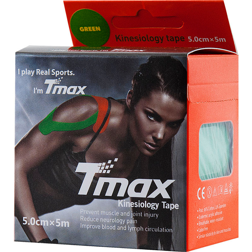 Тейп кинезиологический TMAX Extra Sticky 5 см x 5 м, 423181, зеленый