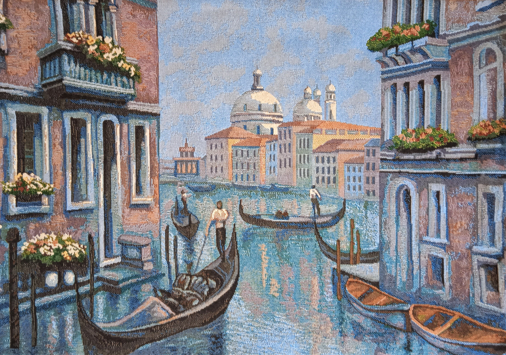 Декоративная гобеленовая наволочка для интерьерной подушки Вечерняя Венеция 68х47