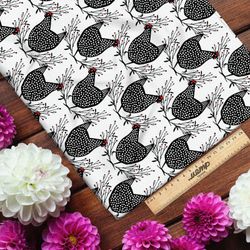 Ткань лен курочки