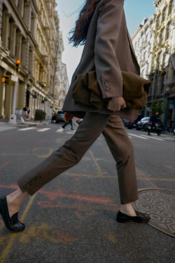 ZARA БРЮКИ С ПУГОВИЦАМИ СНИЗУ, КОРИЧНЕВЫЙ