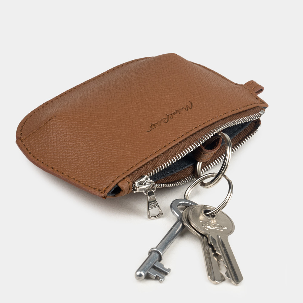 Ключница-кошелек Chatelain из кожи сафьяно, цвета карамель