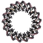 Заколка - автомат пластиковая «KLEVER», цвет черный со стразами пудра, 7*14см (в пакете с подвесом)