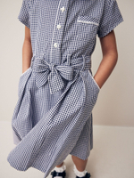 Платье школьное и резинка для волос в комплекте для девочки Next N12-651, Темно-синий, Белый