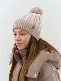 Шапка зимняя из смесовой шерсти с флисовым подкладом "Нюд" 7+