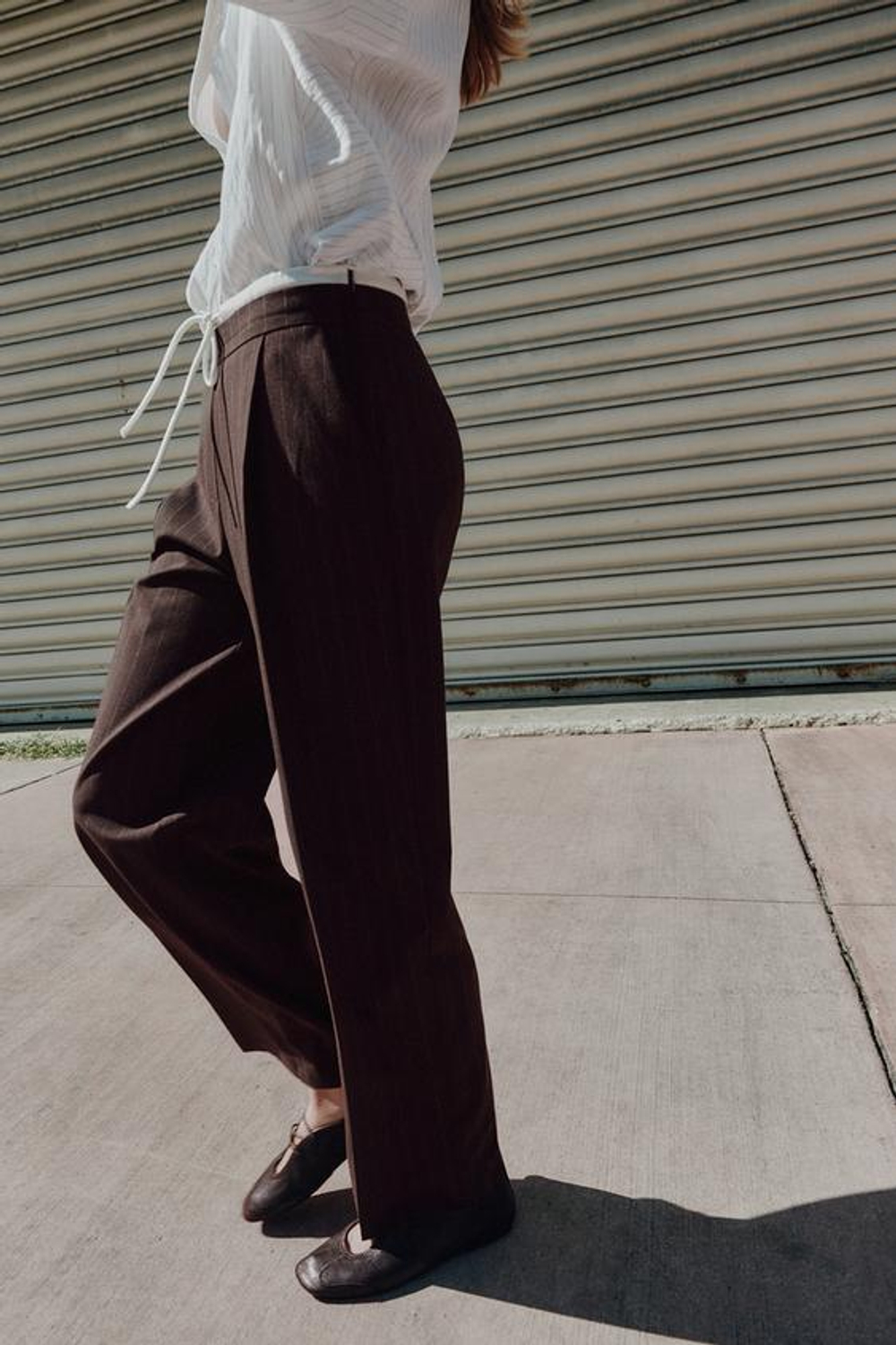 ZARA БРЮКИ С ШИРОКИМИ ШТАНИНАМИ И ДВОЙНЫМ ПОЯСОМ, КОРИЧНЕВЫЙ