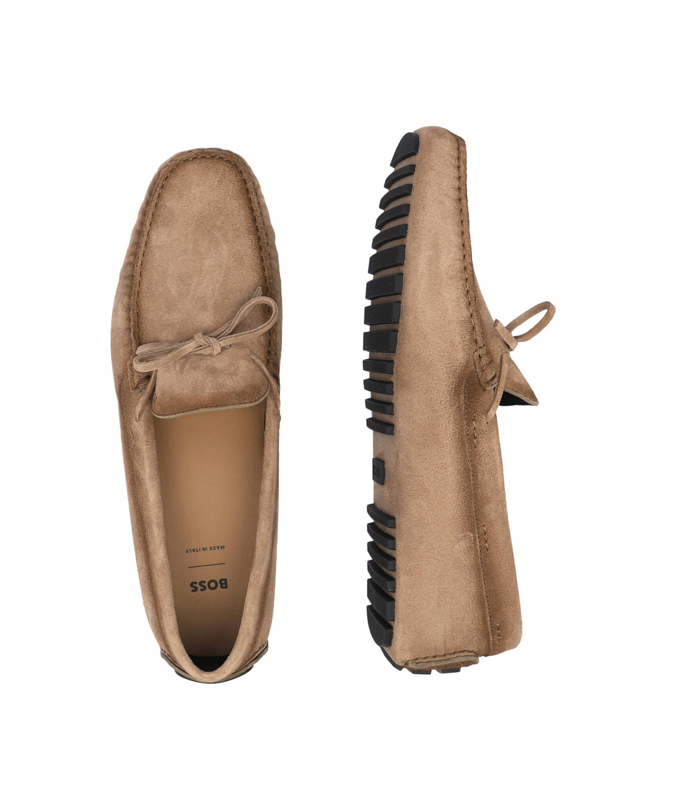 Кожаные мокасины driver_mocc_sdbk BOSS BLACK - бежевый(50511044)