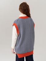 Жилетка для девочки в школу 953 н.синий-оранжевый