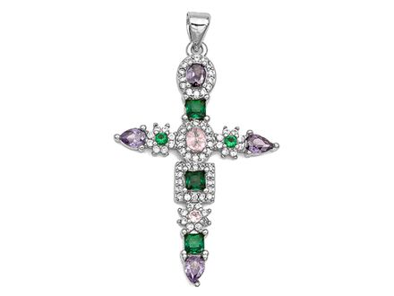 Подвеска "Крест" 39мм, со стразами