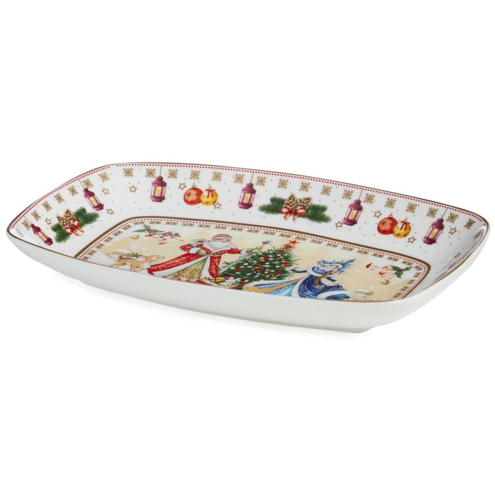 БЛЮДО LEFARD "ДЕД МОРОЗ И СНЕГУРОЧКА" ПРЯМОУГ. 25*16*3 СМ (КОР=12ШТ.)