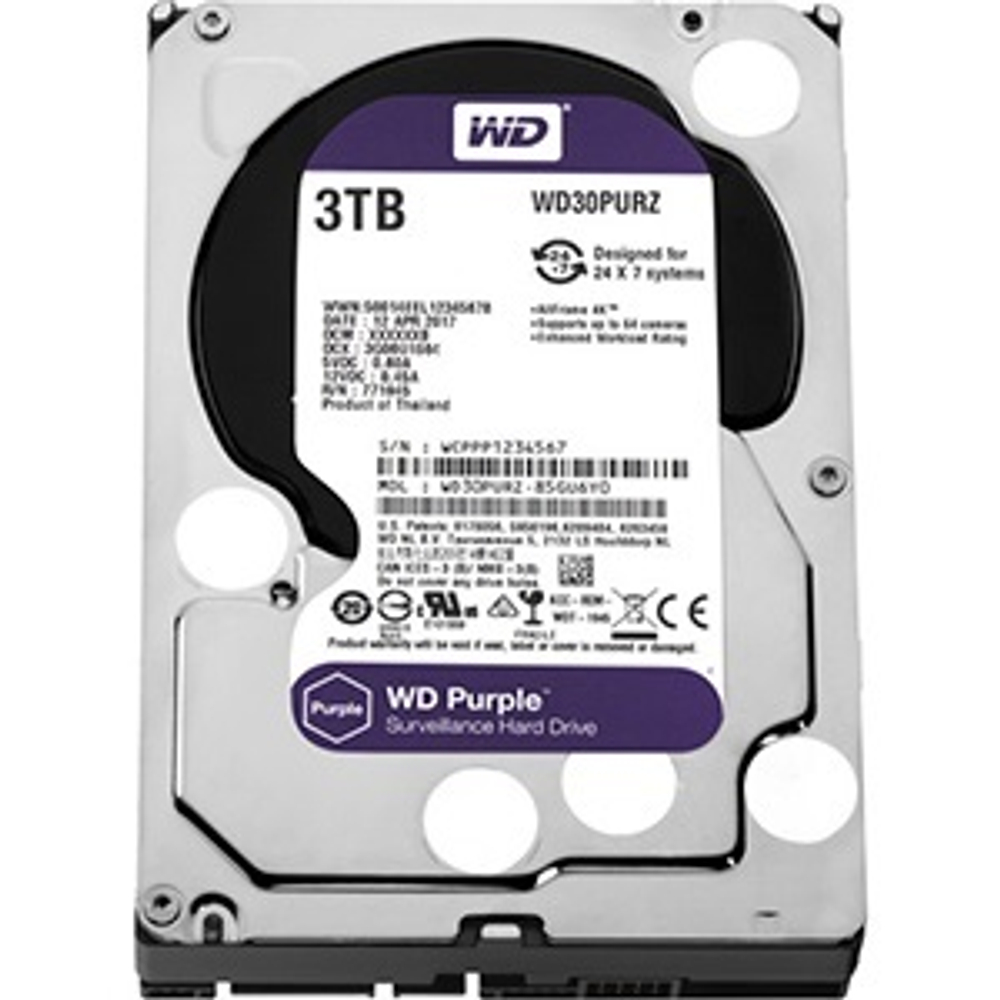 Жесткий диск HDD 3.0Tb Western Digital SATA-III, 64Mb, 5400rpm, Purple (WD30PURZ)