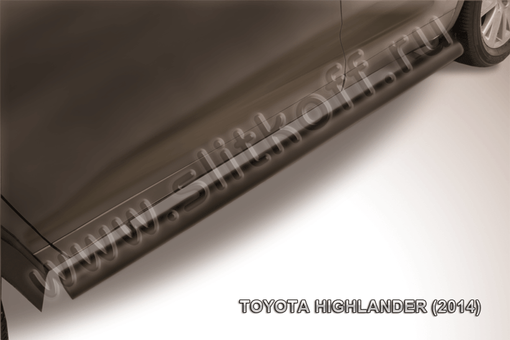 Пороги стальные Toyota Highlander (2014-2016) d76 труба (черные)