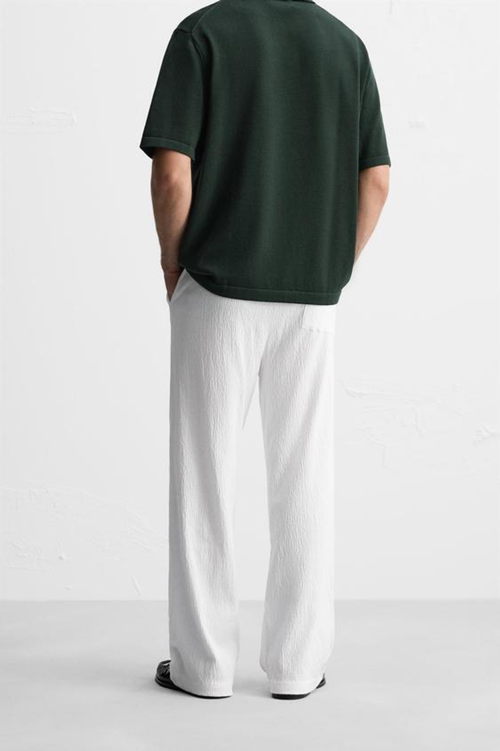 ZARA ЖАККАРДОВЫЕ БРЮКИ СВОБОДНОГО КРОЯ, ЖЕЛТОВАТО-БЕЛЫЙ