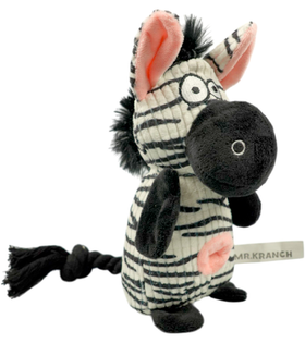 Mr.Kranch Игрушка для собак Зебра плюшевая с канатиками, пищалкой и карманом 21см. белая